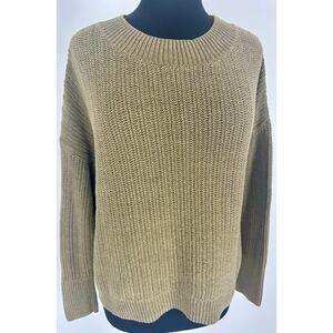 Prologue XL Women's Linen Cotton Knit Crew Neck Sweater Classic Brown Preppy